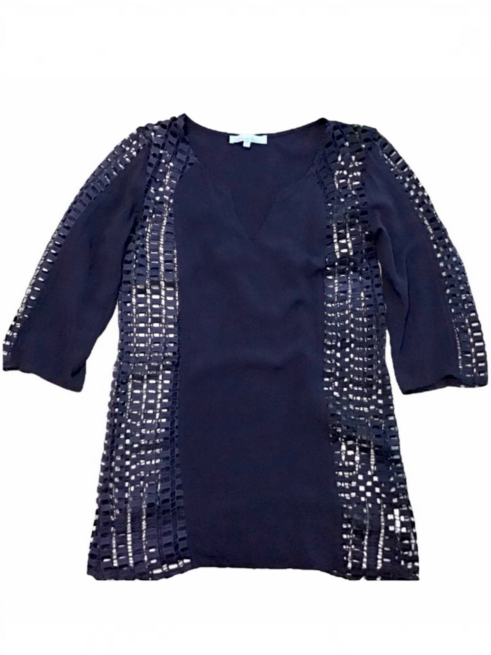 Solitaire Swim Swimsuit Beach Coverup Size XS Navy Blue Pullover Crochet Lace